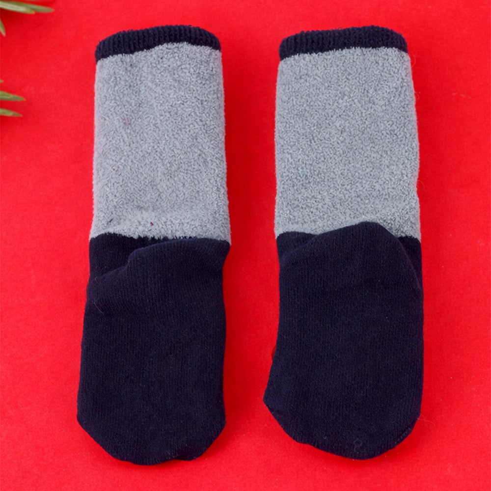 Navy & Grey Snowman & Bell Christmas Themed Ankle Length Socks For Kids
