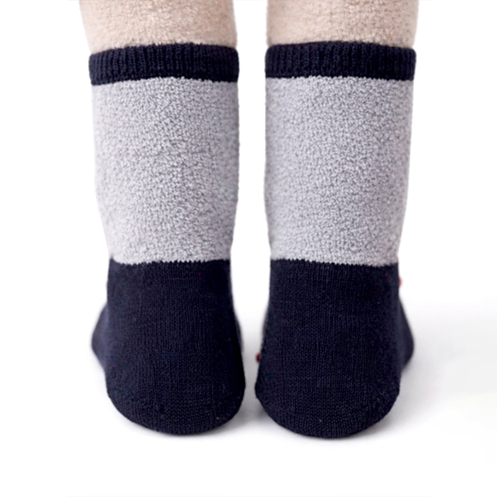Navy & Grey Snowman & Bell Christmas Themed Ankle Length Socks For Kids