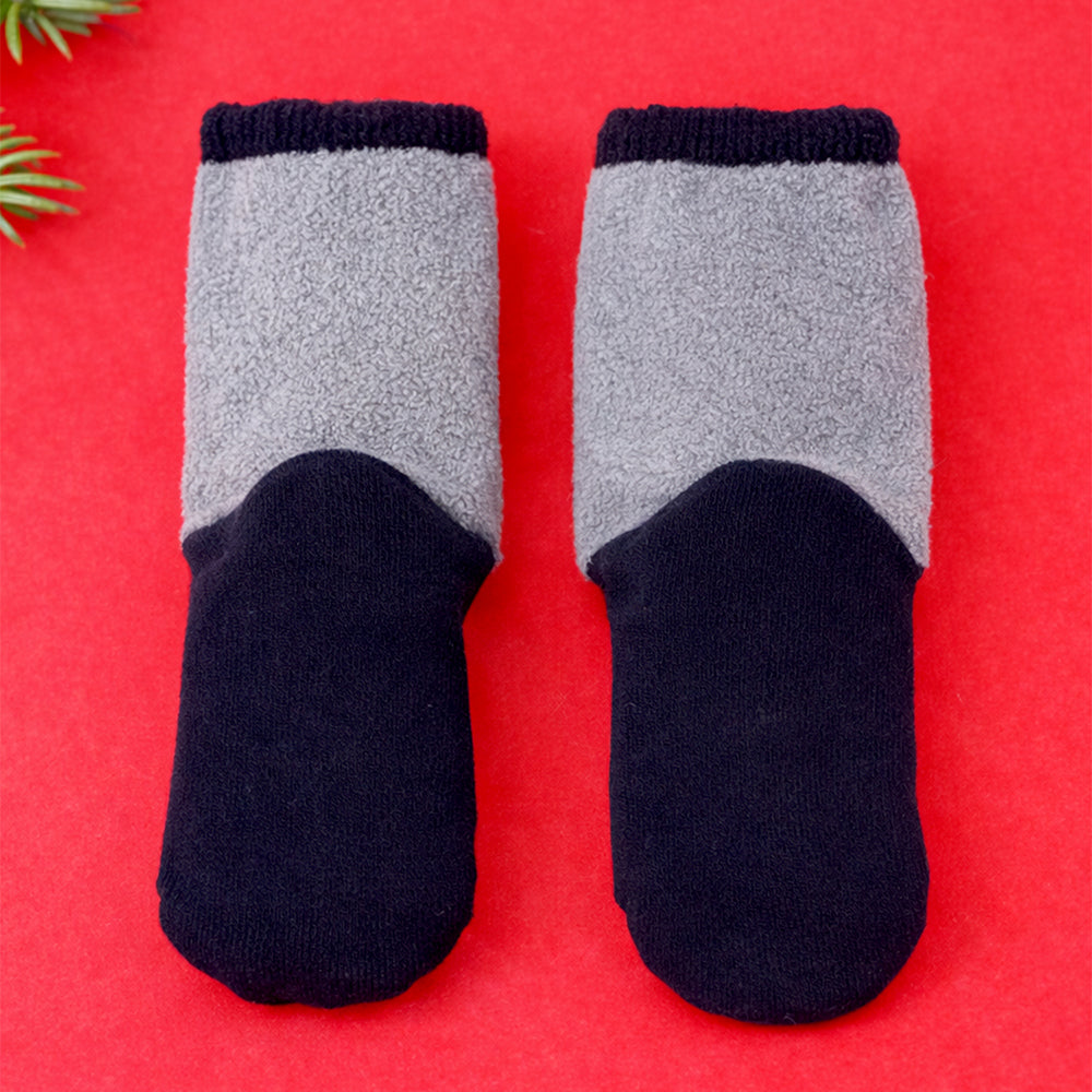 Navy & Grey Ted & Mittens Christmas Themed Ankle Length Socks For Kids