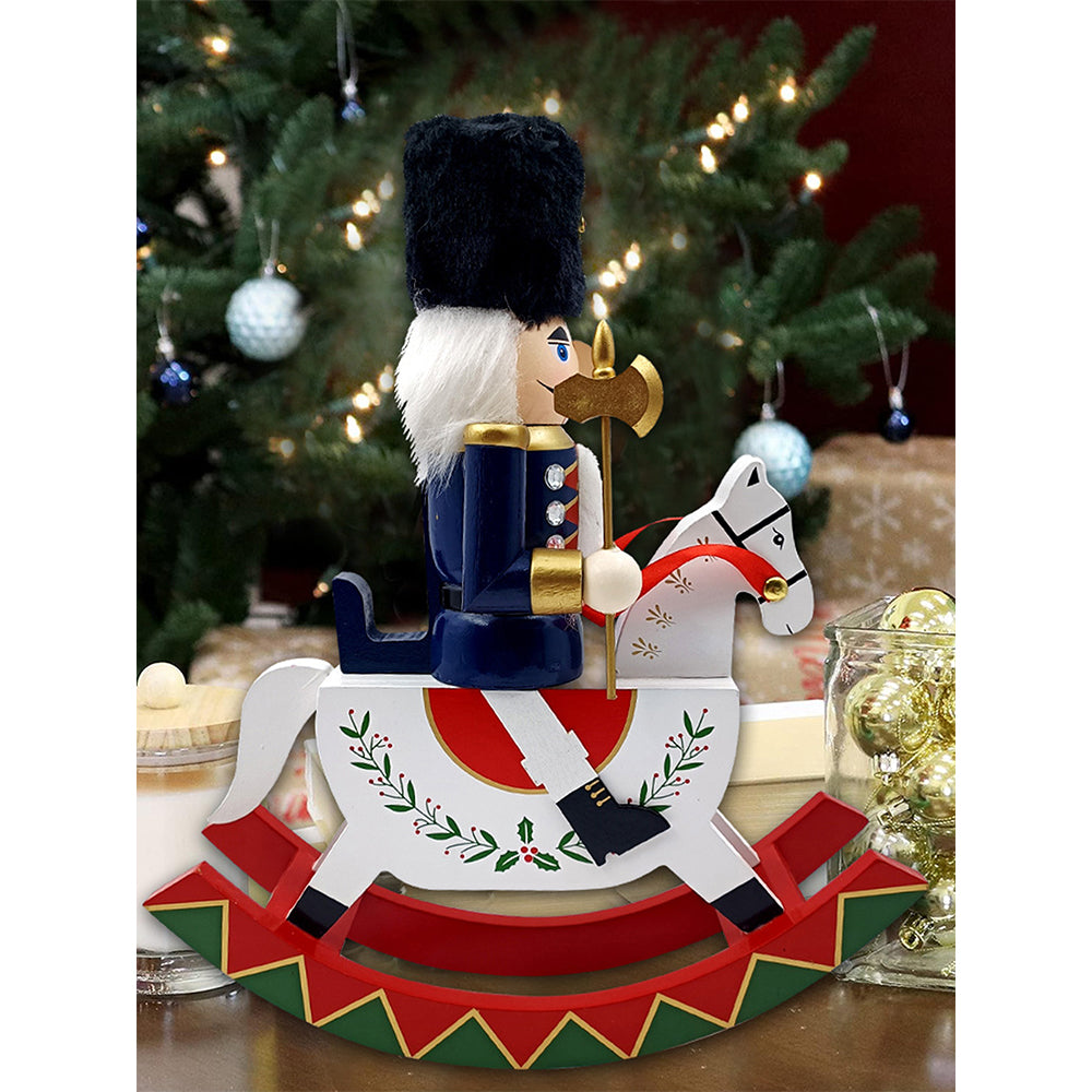 Navy wooden rocking horse Christmas Home and table décor