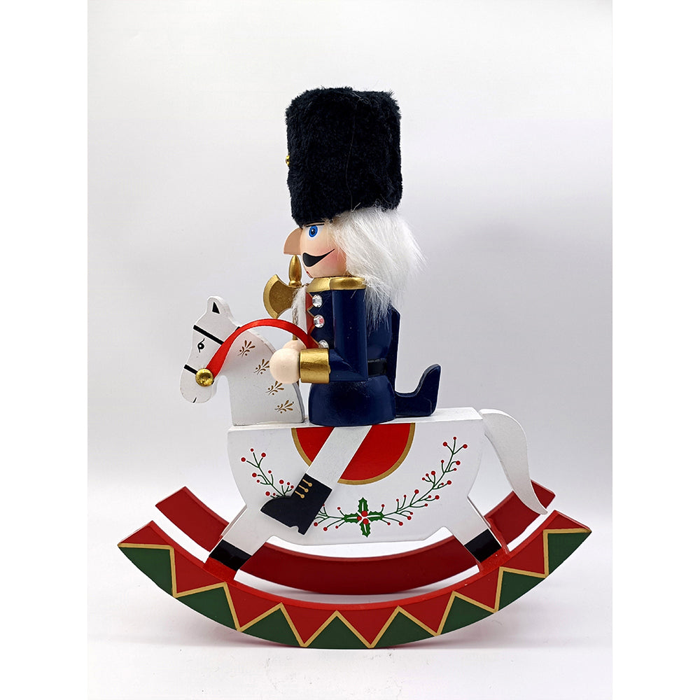 Navy wooden rocking horse Christmas Home and table décor