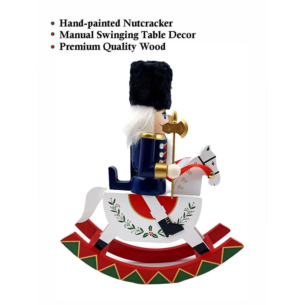 Navy wooden rocking horse Christmas Home and table décor