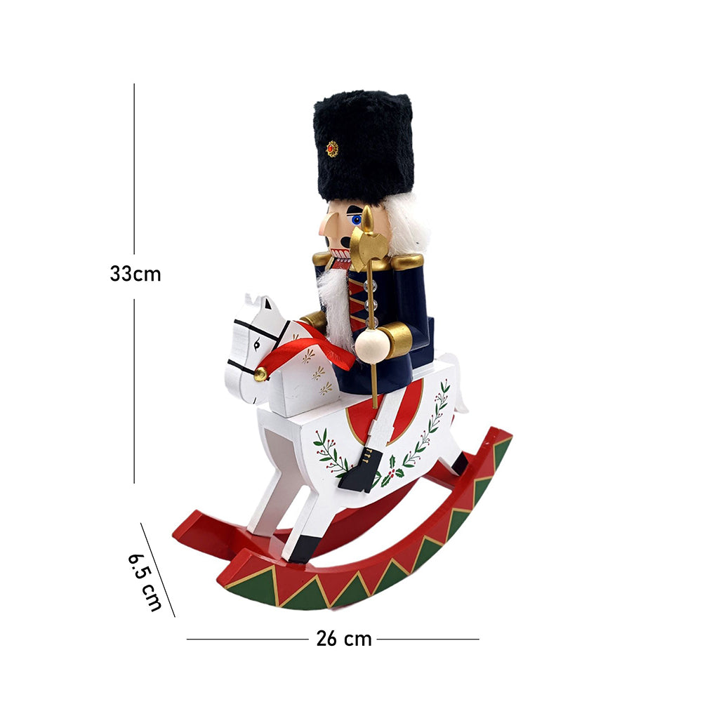 Navy wooden rocking horse Christmas Home and table décor