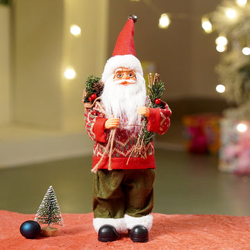 12 inches Maroon & Olive Pants Santa Christmas Home & Table Décor