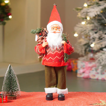 17.5 inches Maroon & Olive Pants Santa Christmas Home & Table Décor