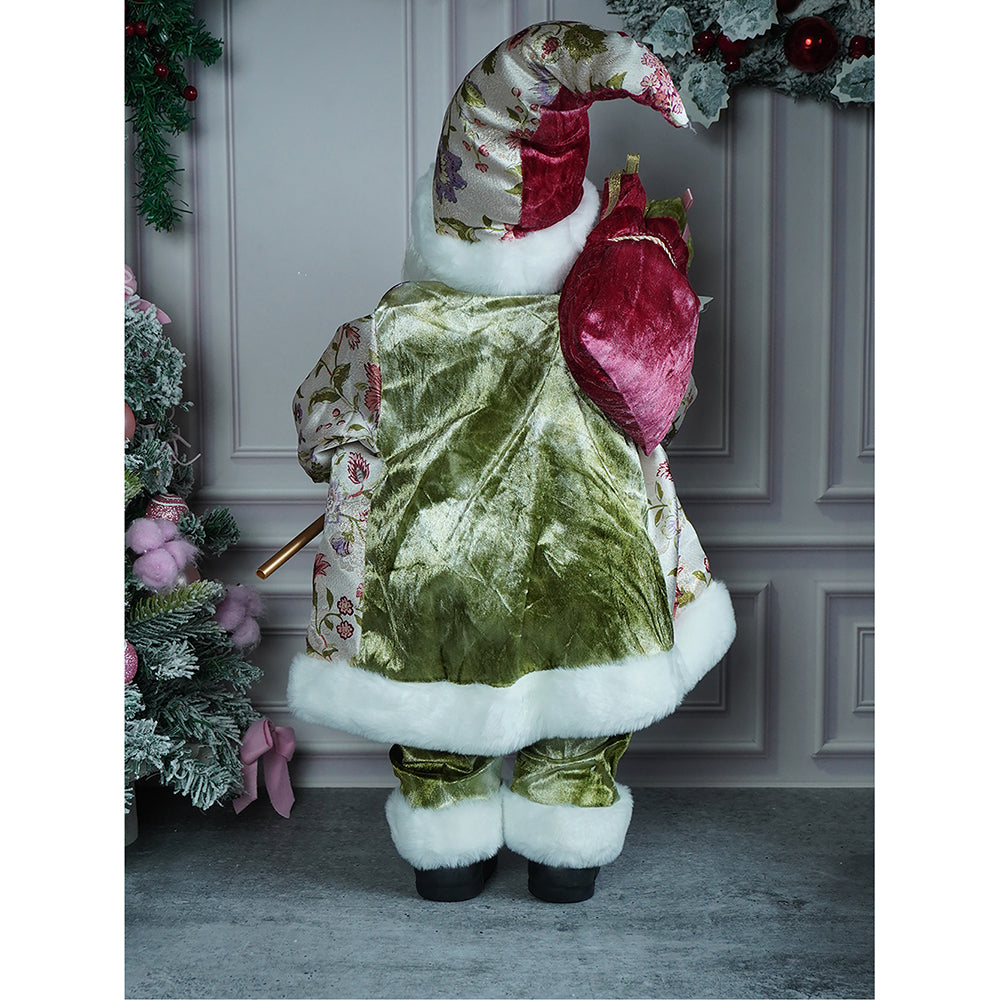 34 inches Pastel Pink & Mint Green Santa Claus, Self Standing Christmas Décor