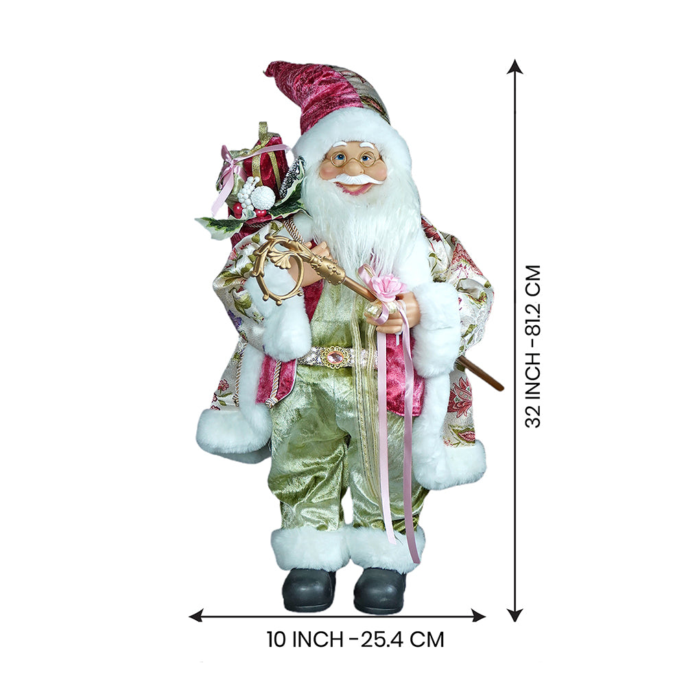 34 inches Pastel Pink & Mint Green Santa Claus, Self Standing Christmas Décor