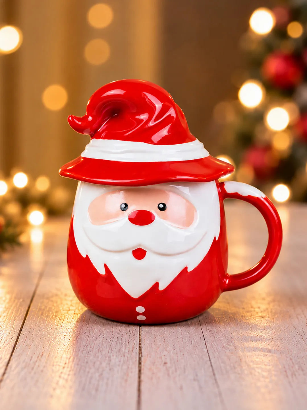Pointed Hat Surprised Santa Ceramic Hot Chocolate and Coffee Christmas Mug