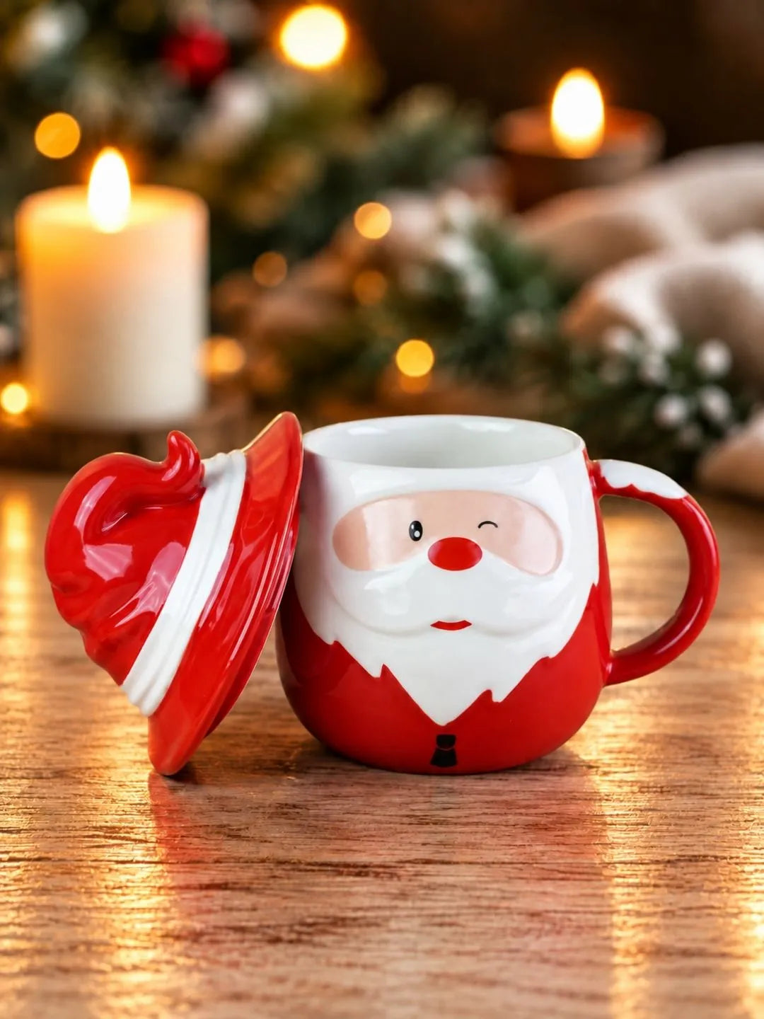 Pointed Hat Happy Santa Ceramic Hot Chocolate and Coffee Christmas Mug