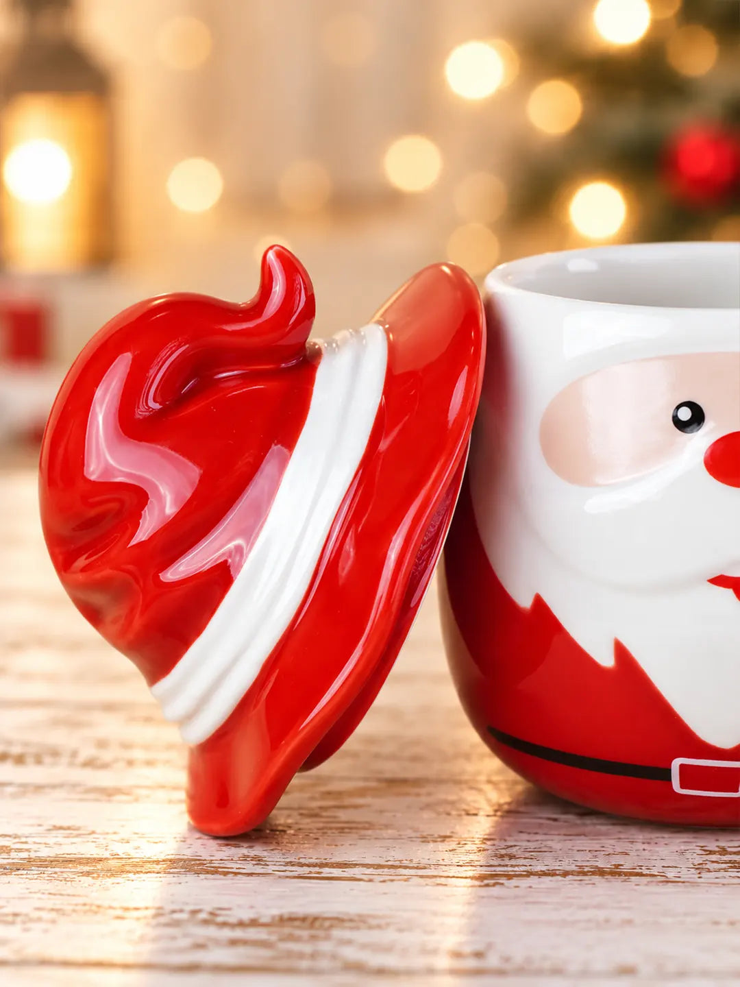 Pointed Hat Winking Santa Ceramic Hot Chocolate and Coffee Christmas Mug