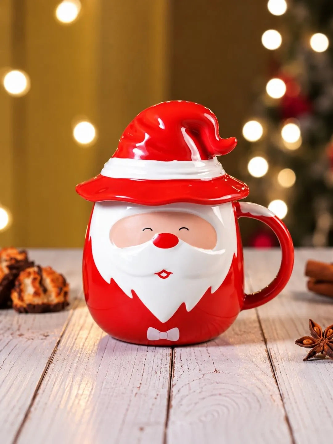 Pointed Hat Santa Ceramic Hot Chocolate and Coffee Christmas Mug