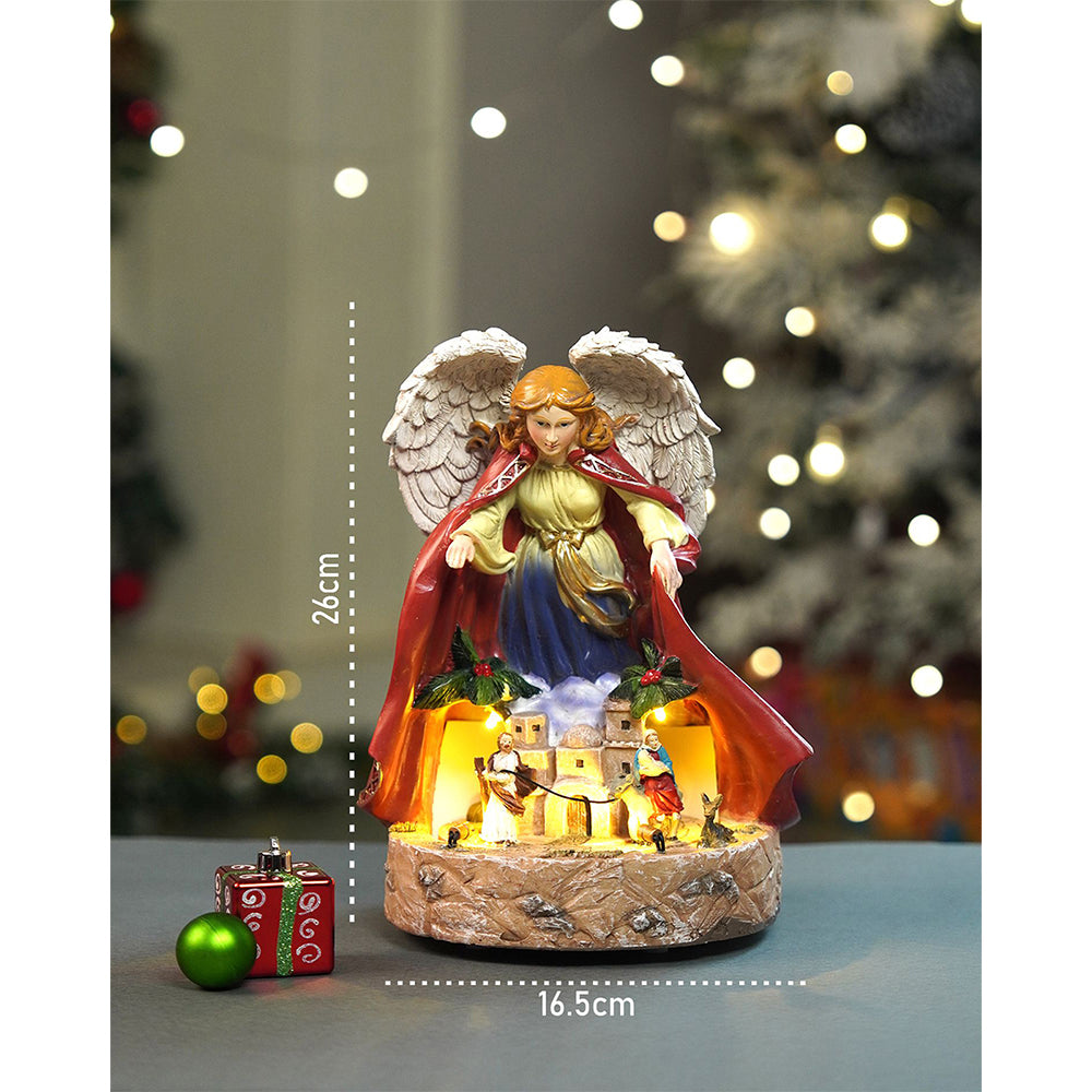 Protective Angel Rotating , Musical and Lit Nativity Set for Christmas Decoration & Décor