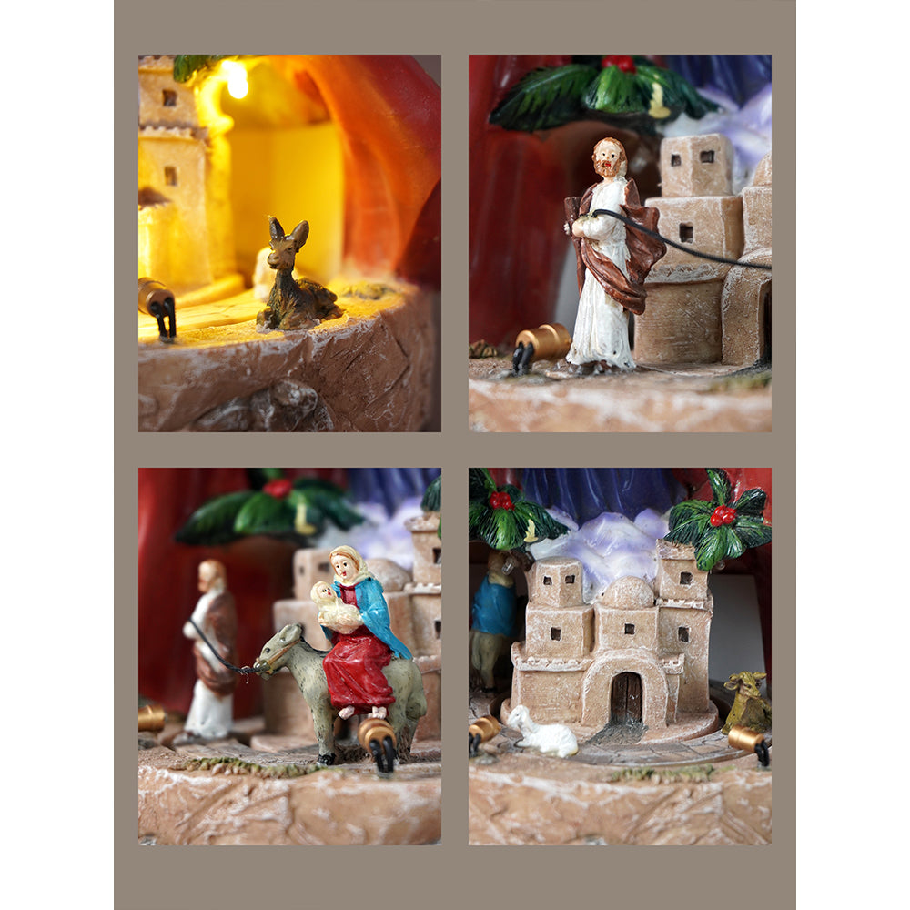 Protective Angel Rotating , Musical and Lit Nativity Set for Christmas Decoration & Décor