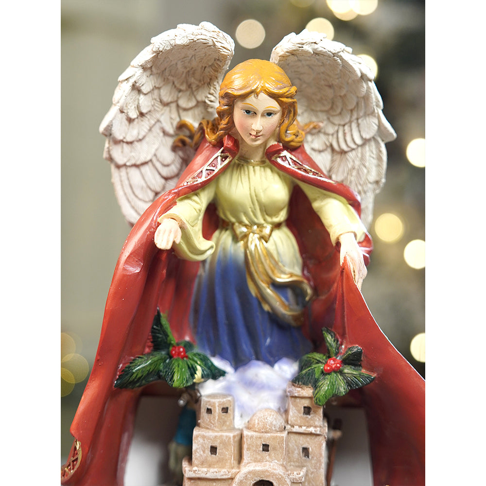 Protective Angel Rotating , Musical and Lit Nativity Set for Christmas Decoration & Décor