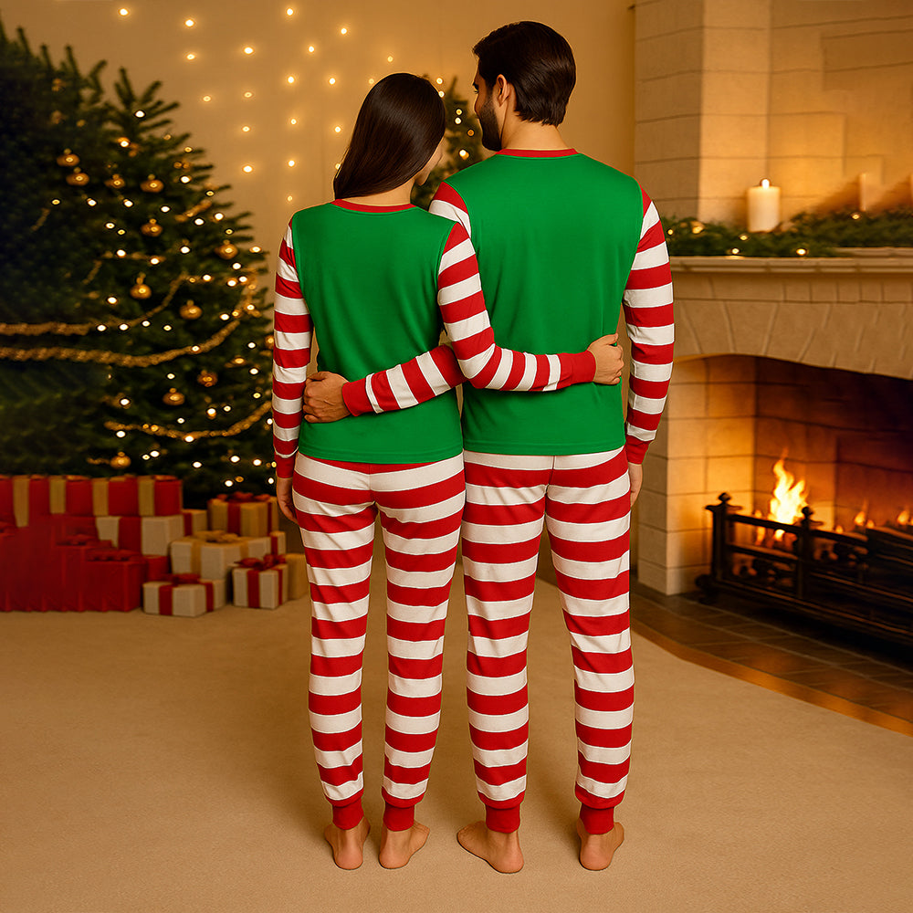 Adults Red bold Stripes,soft Cotton Kids Christmas Nightsuit, 1 Pcs - Top & Bottom Set