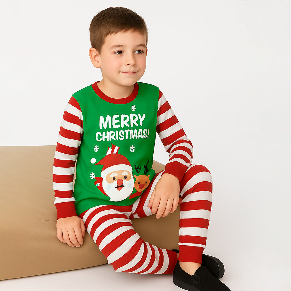 9-13 Yrs, Red bold Stripes,soft Cotton Kids Christmas Nightsuit
