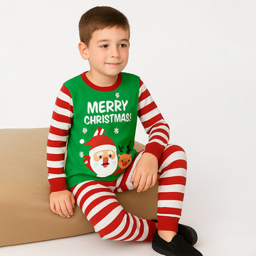 9-13 Yrs, Red bold Stripes,soft Cotton Kids Christmas Nightsuit