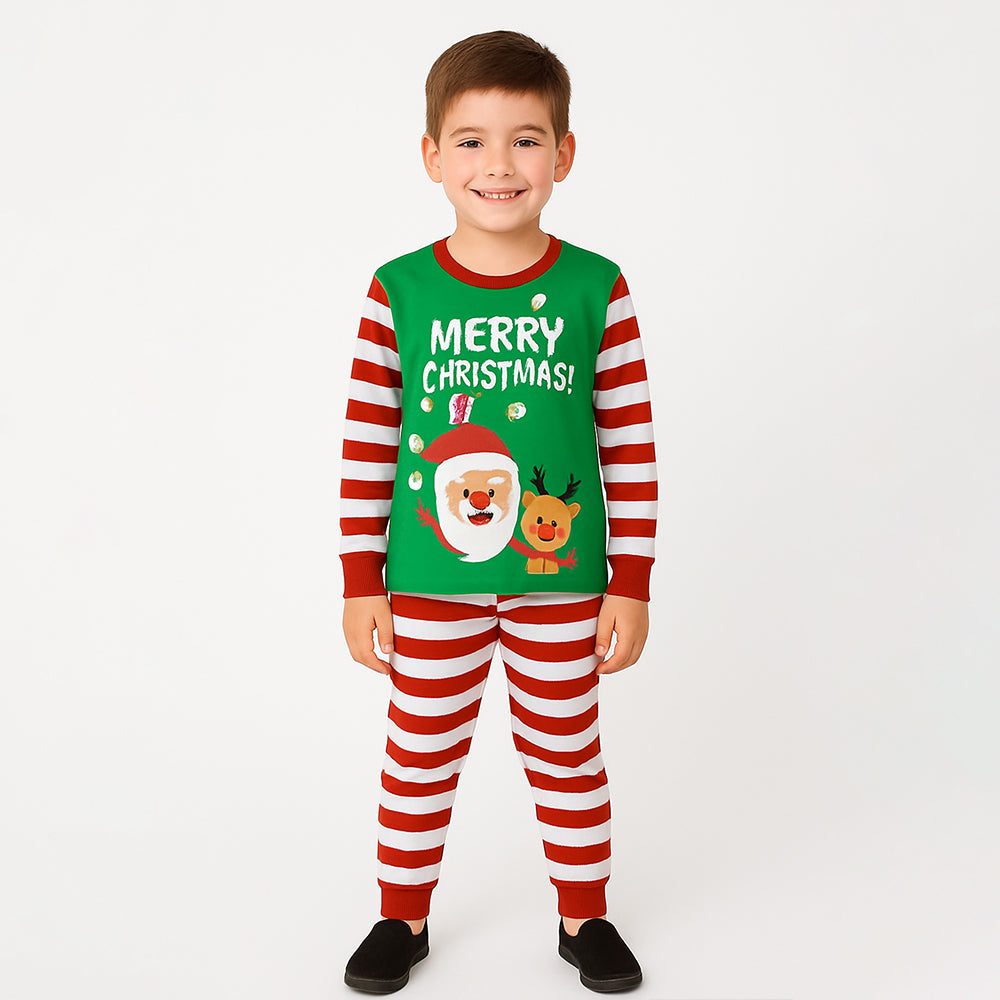 9-13 Yrs, Red bold Stripes,soft Cotton Kids Christmas Nightsuit