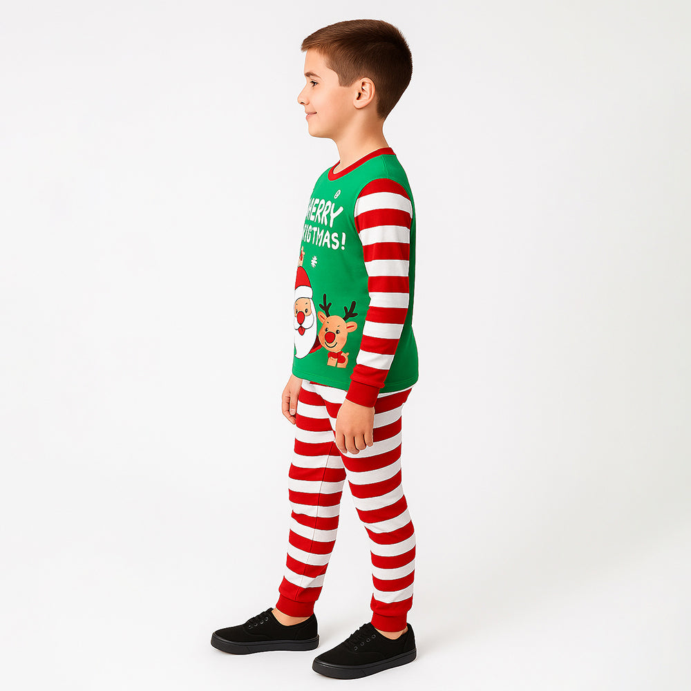 9-13 Yrs, Red bold Stripes,soft Cotton Kids Christmas Nightsuit