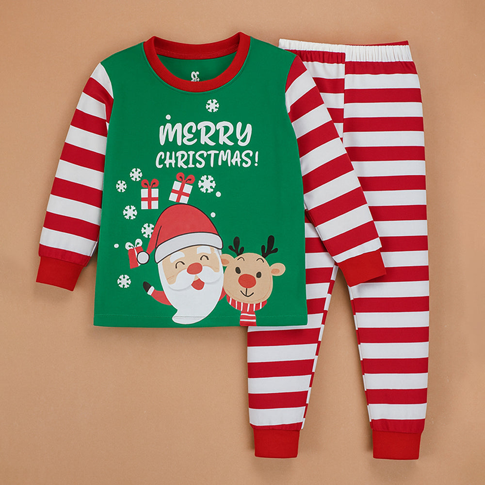 9-13 Yrs, Red bold Stripes,soft Cotton Kids Christmas Nightsuit