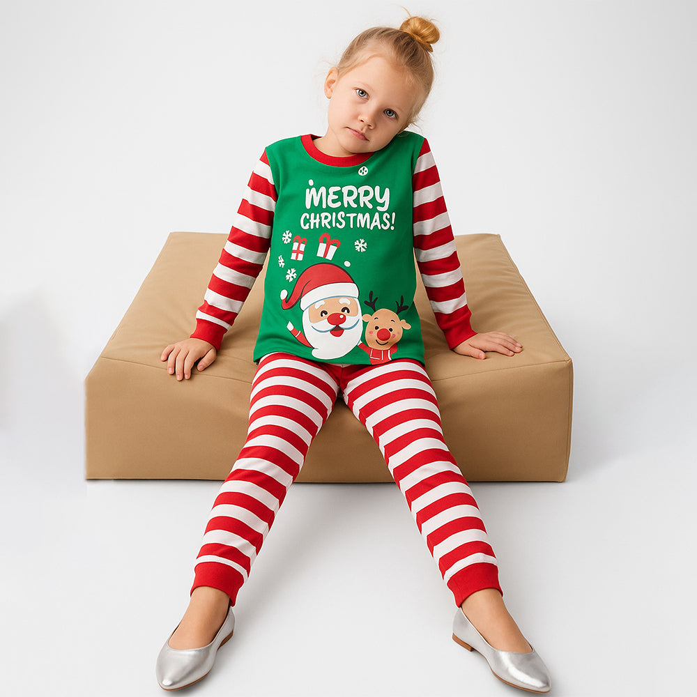3-8 Yrs, Red bold Stripes,soft Cotton Kids Christmas Nightsuit