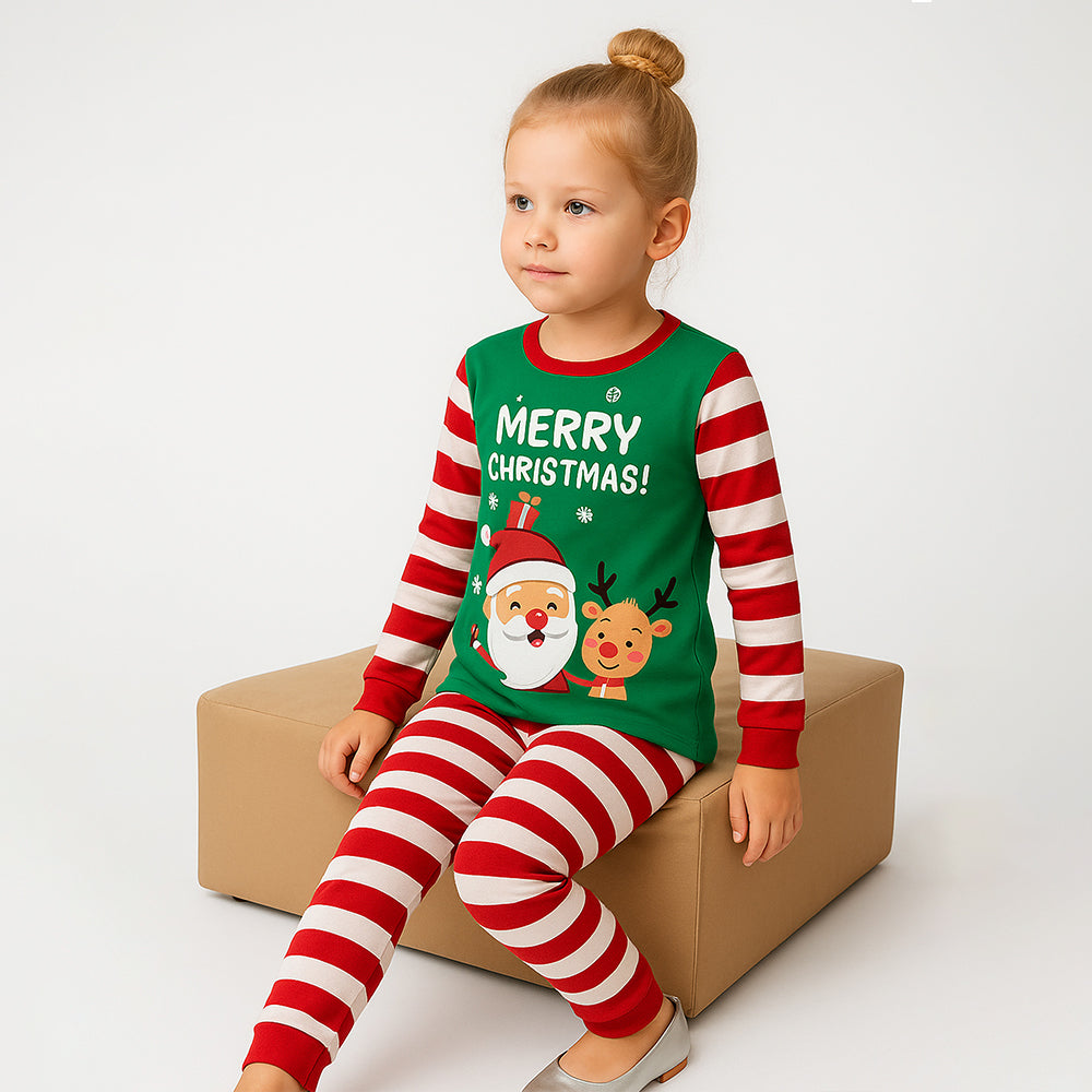 3-8 Yrs, Red bold Stripes,soft Cotton Kids Christmas Nightsuit