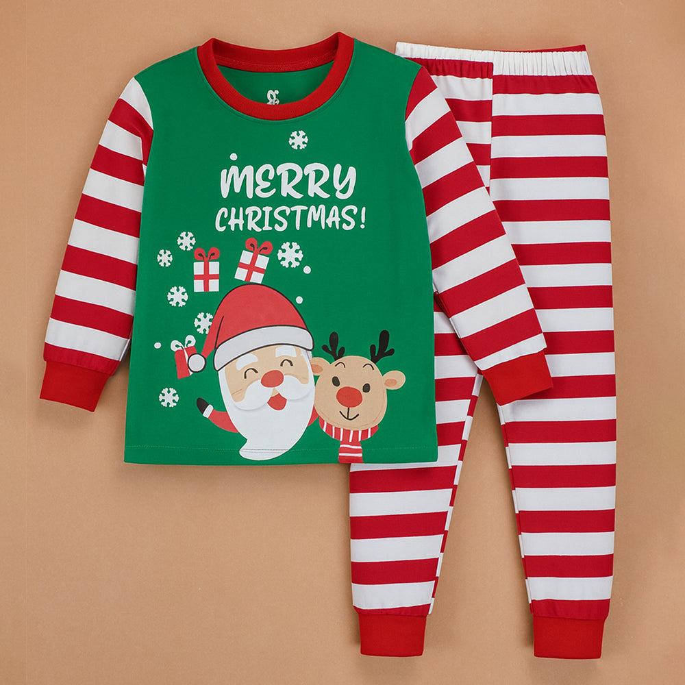 3-8 Yrs, Red bold Stripes,soft Cotton Kids Christmas Nightsuit