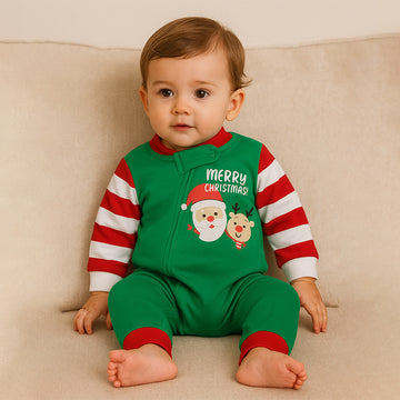 3-24 Months, Red Bold Stripes,soft Cotton Infants and Toddlers Christmas Nightsuit
