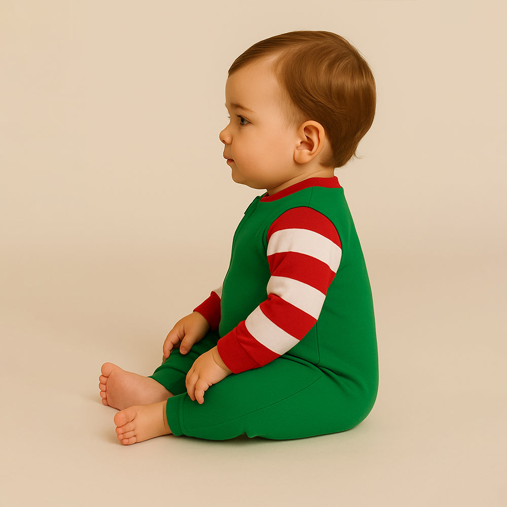 3-24 Months, Red Bold Stripes,soft Cotton Infants and Toddlers Christmas Nightsuit