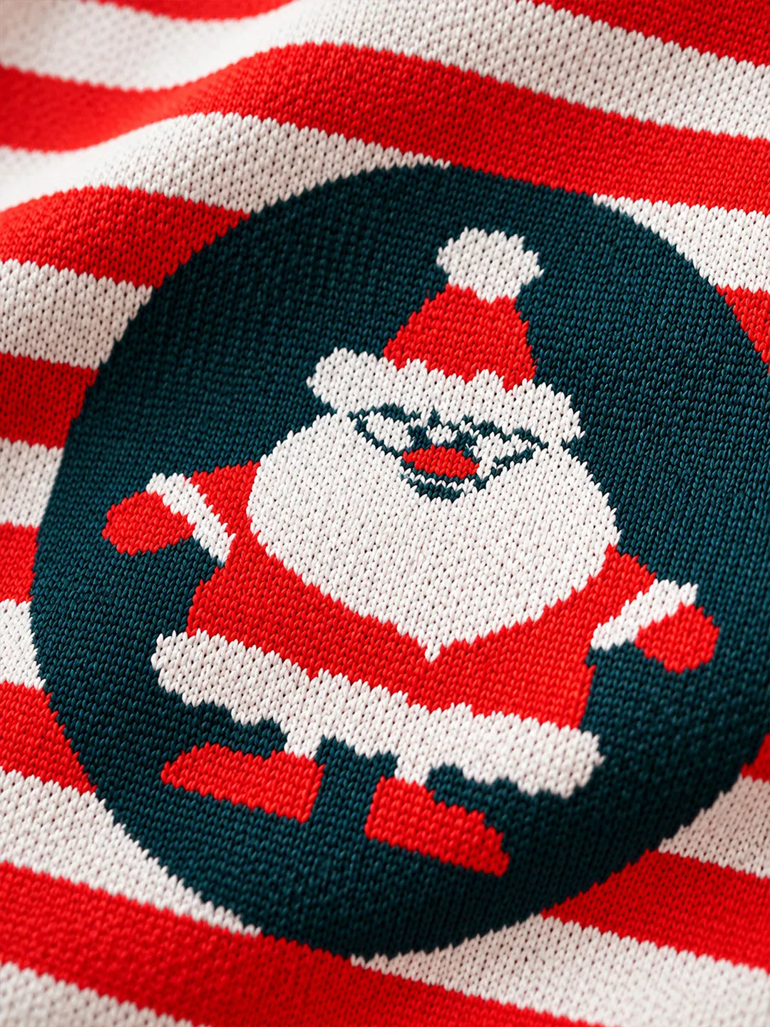 Red & Cream Striped Santa, Woven Christmas Tote Bag