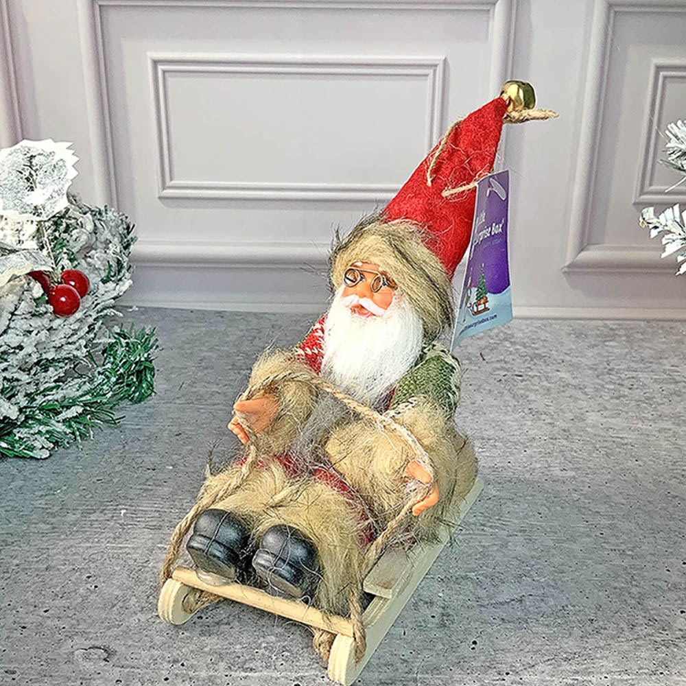 Green Red Sitting Sledge Santa  Christmas Table Décor & Christmas ornaments