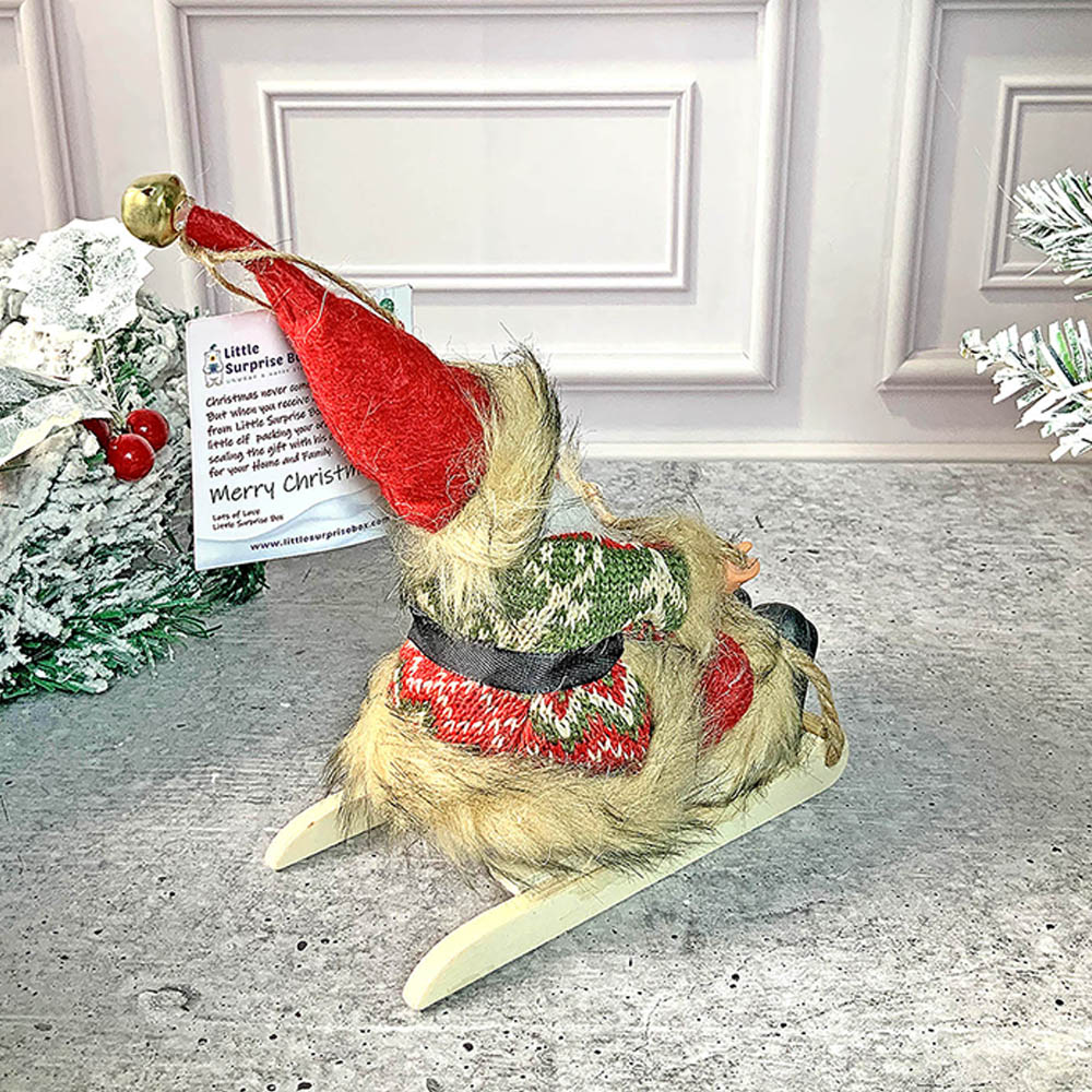 Green Red Sitting Sledge Santa  Christmas Table Décor & Christmas ornaments