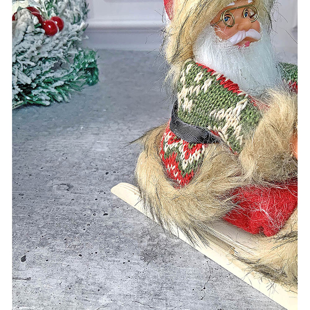 Green Red Sitting Sledge Santa  Christmas Table Décor & Christmas ornaments
