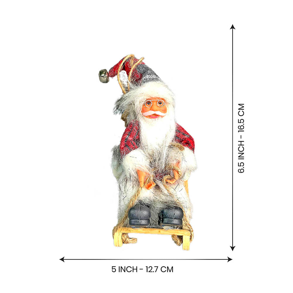 Grey Red Checks Sitting Sledge Santa  Christmas Table Décor & Christmas ornaments