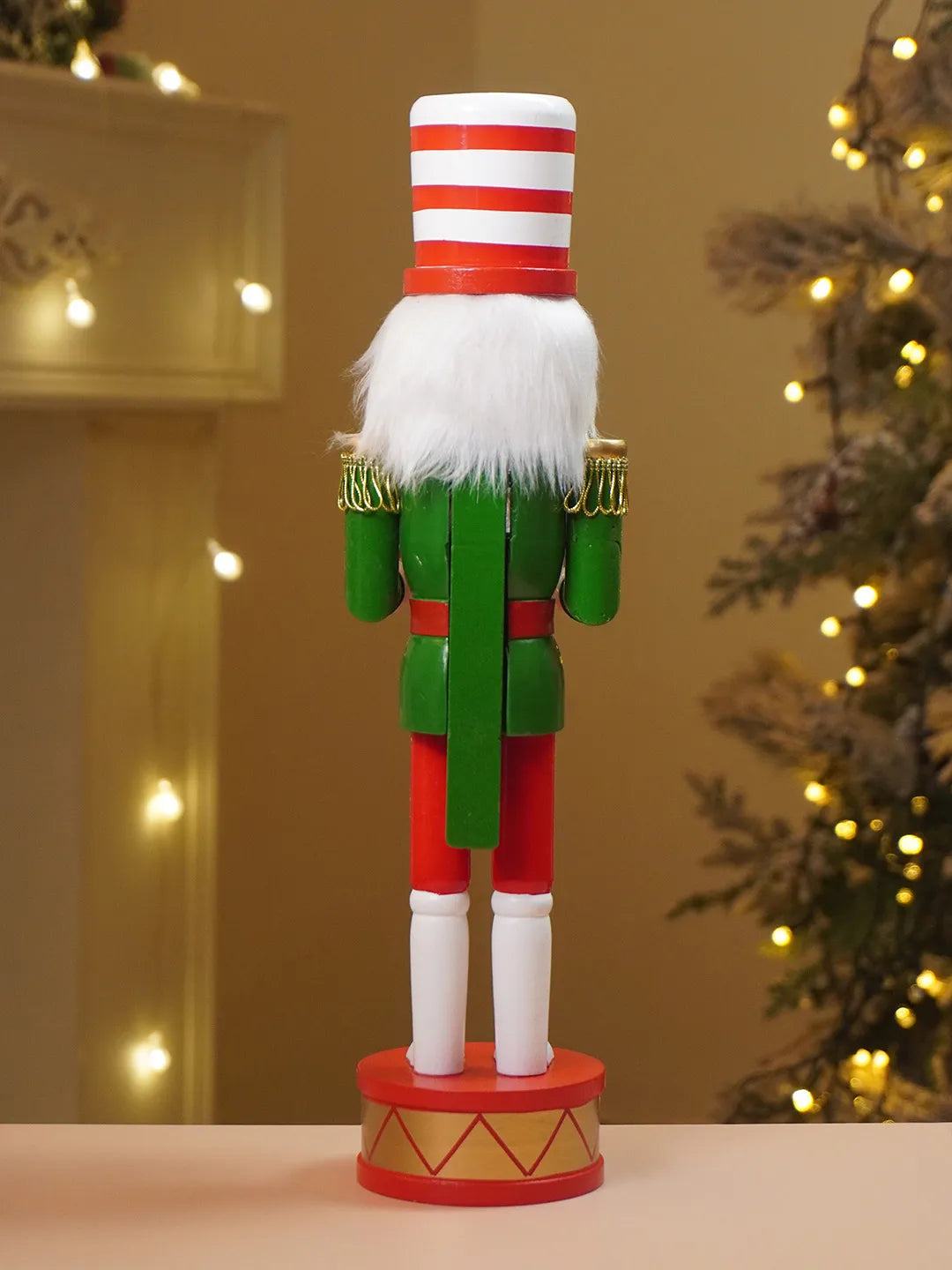 15 Inches Red & White Stripes Hat Drummer Nutcracker Christmas Table Décor