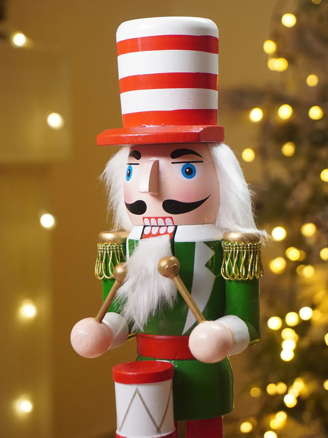15 Inches Red & White Stripes Hat Drummer Nutcracker Christmas Table Décor