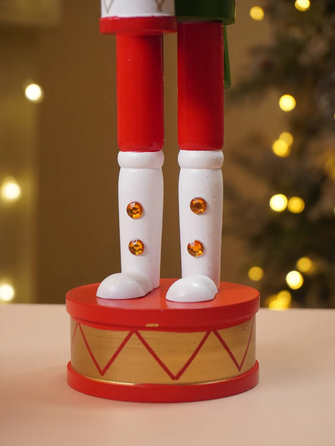 15 Inches Red & White Stripes Hat Drummer Nutcracker Christmas Table Décor