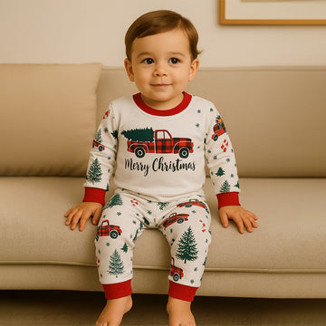 3-24 Months, Red big Truck soft Cotton,Infants and Toddlers Christmas Nightsuit