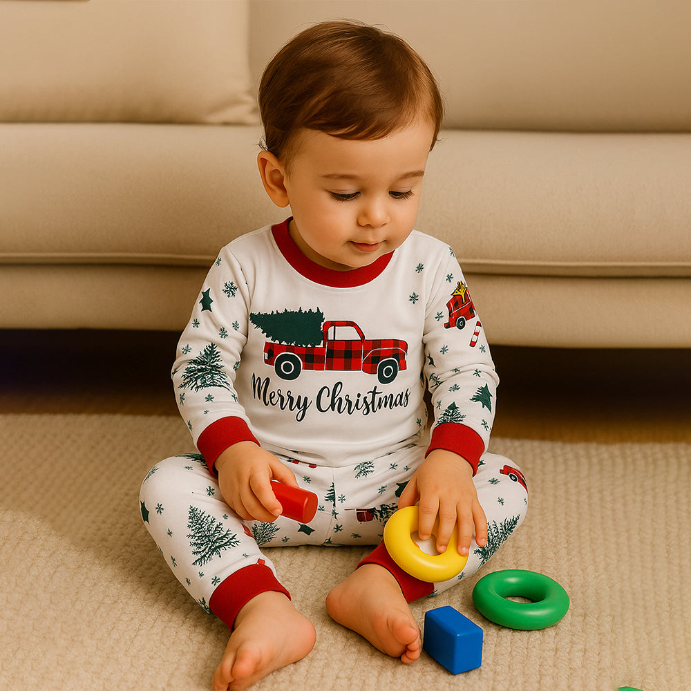 3-24 Months, Red big Truck soft Cotton,Infants and Toddlers Christmas Nightsuit