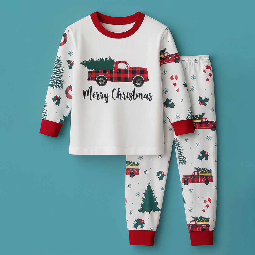 3-24 Months, Red big Truck soft Cotton,Infants and Toddlers Christmas Nightsuit