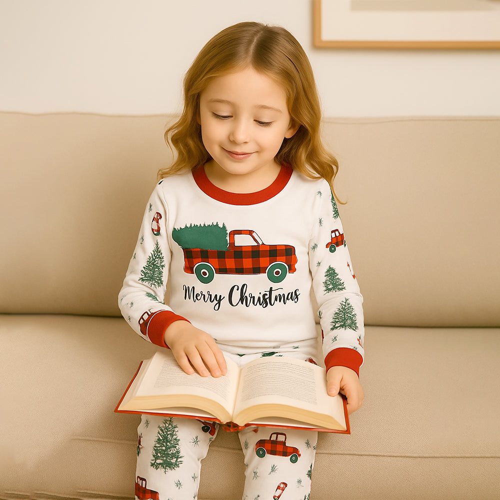 3-8 Yrs, Red Big Truck soft Cotton,Kids Christmas Nightsuit