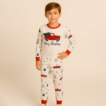 9-13 Yrs, Red Big Truck soft Cotton,Kids Christmas Nightsuit
