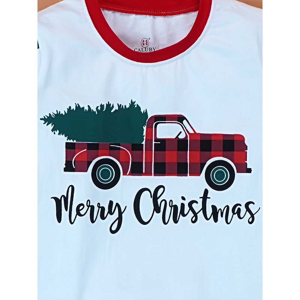 9-13 Yrs, Red Big Truck soft Cotton,Kids Christmas Nightsuit