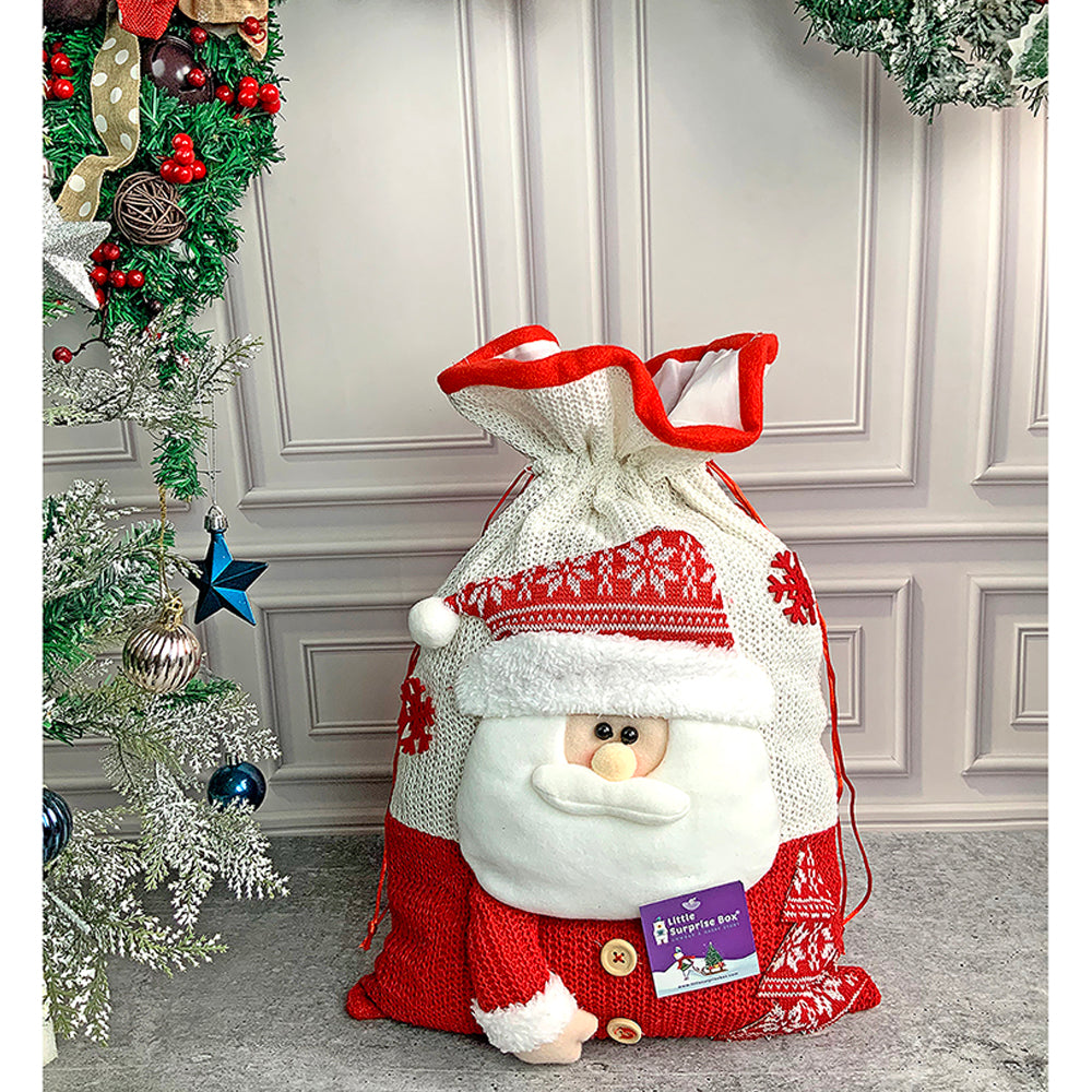 Santa Red & White Knitted Christmas Sack