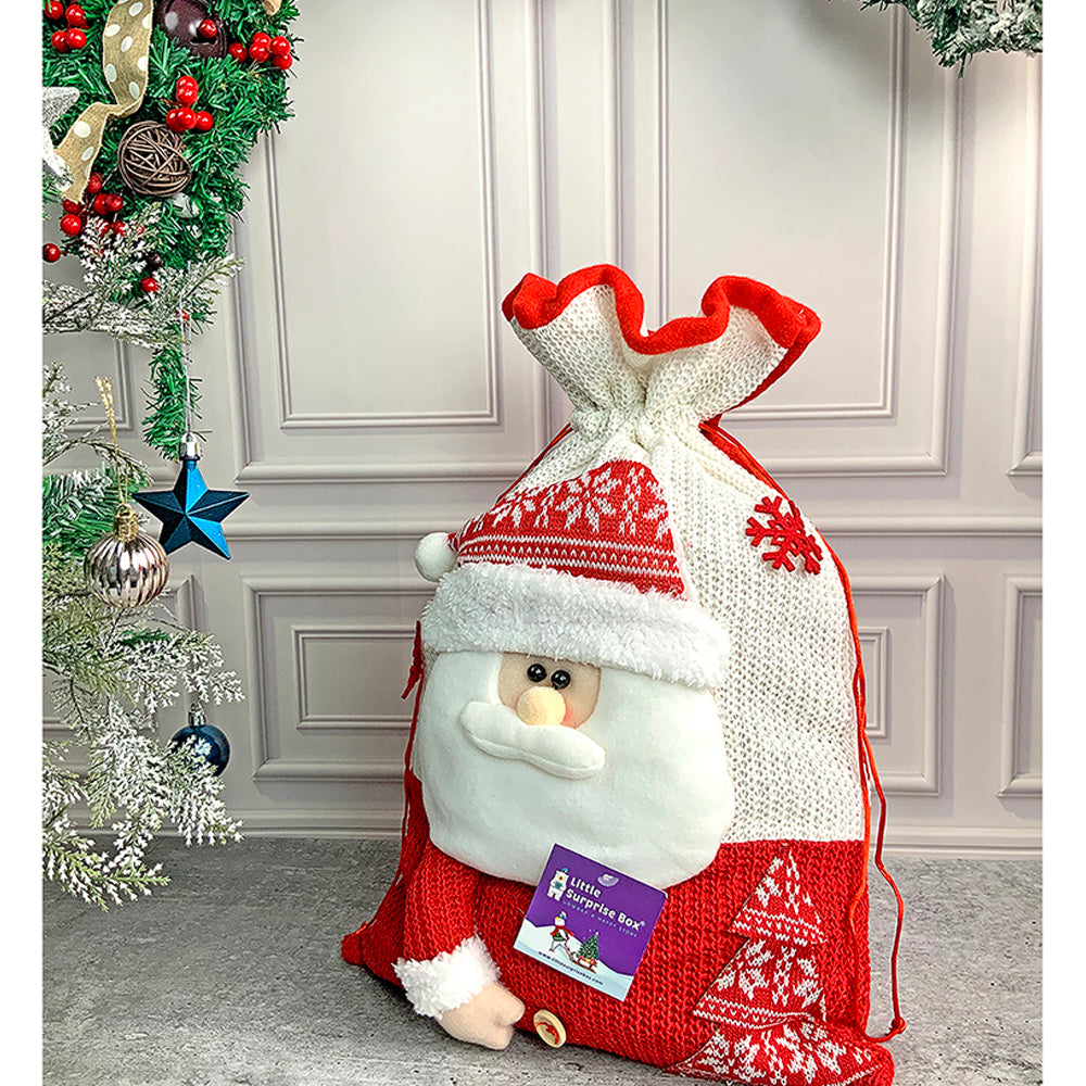 Santa Red & White Knitted Christmas Sack
