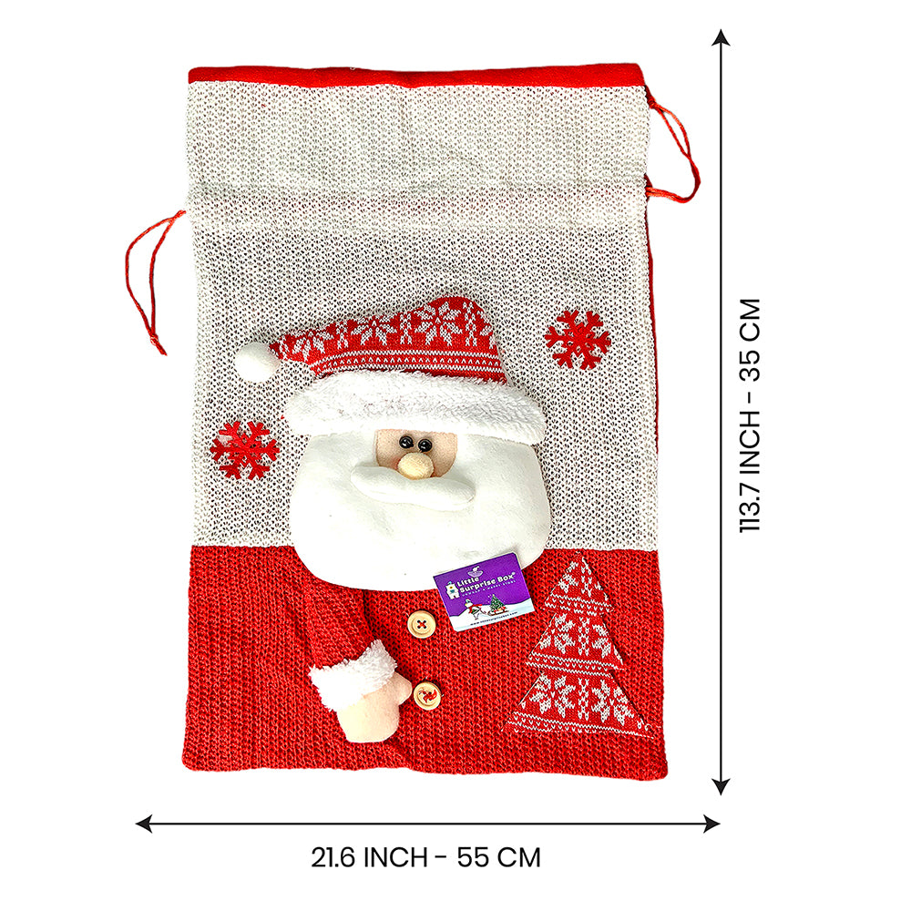 Santa Red & White Knitted Christmas Sack