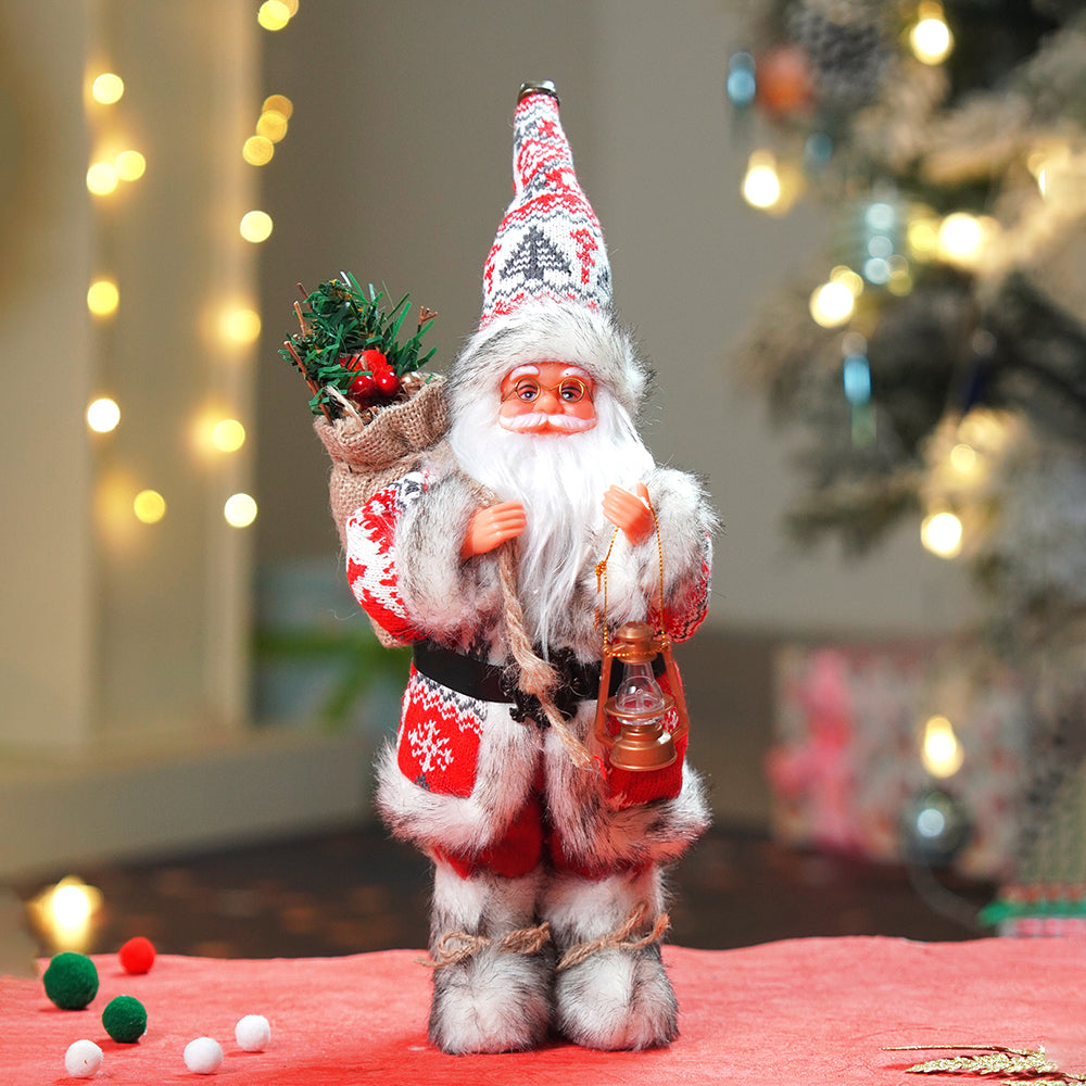 12 inches Red & White Snowflakes Santa , Christmas Home and Table Décor