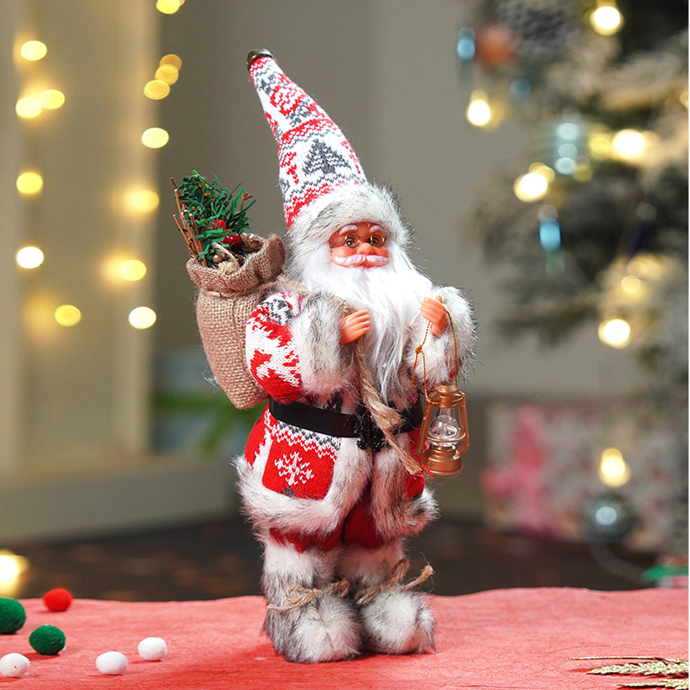 12 inches Red & White Snowflakes Santa , Christmas Home and Table Décor