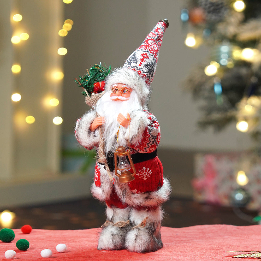 12 inches Red & White Snowflakes Santa , Christmas Home and Table Décor
