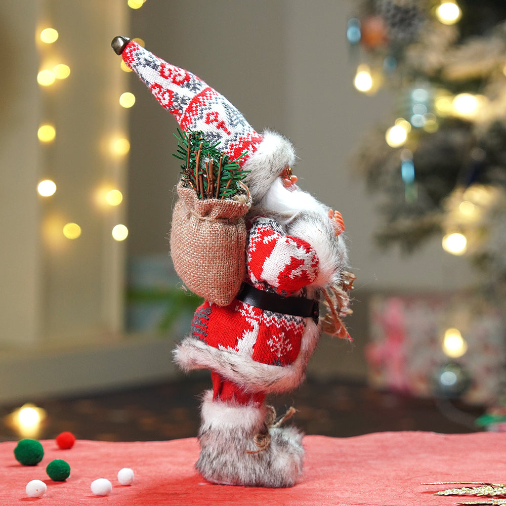 12 inches Red & White Snowflakes Santa , Christmas Home and Table Décor